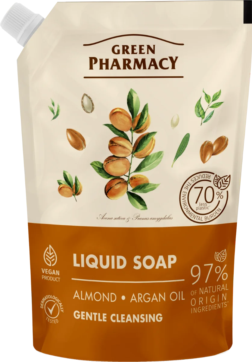 Green Pharmacy mydło w płynie, Migdał i Olej arganowy, ZAPAS, 460 ml