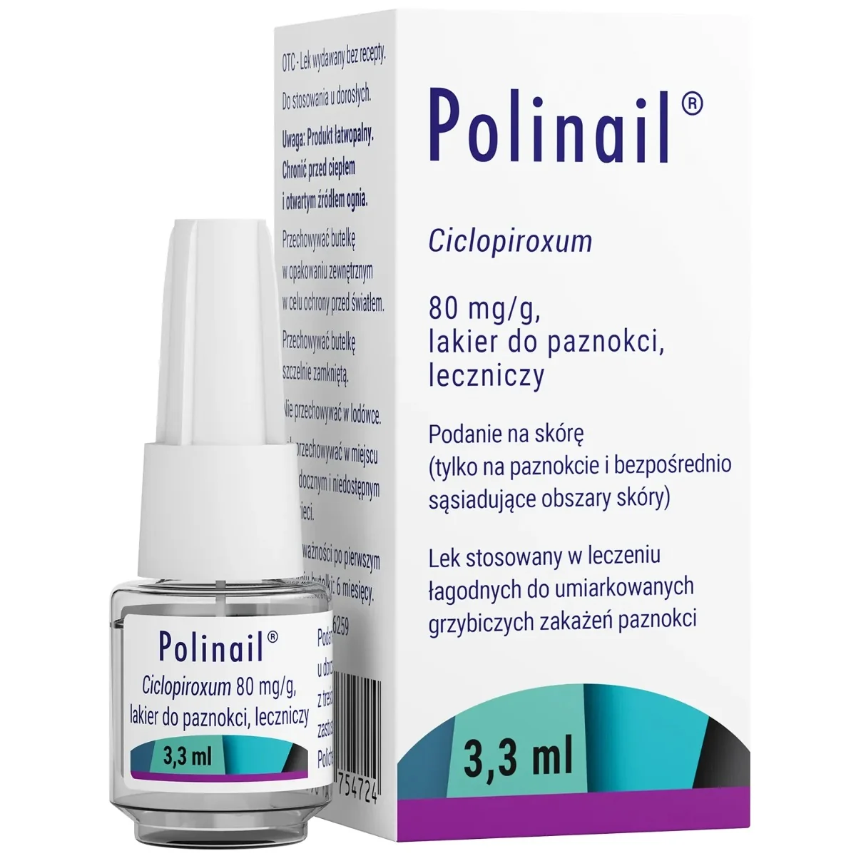 Polinail 80 mg/g lakier do paznokci, leczniczy, 3,3 ml