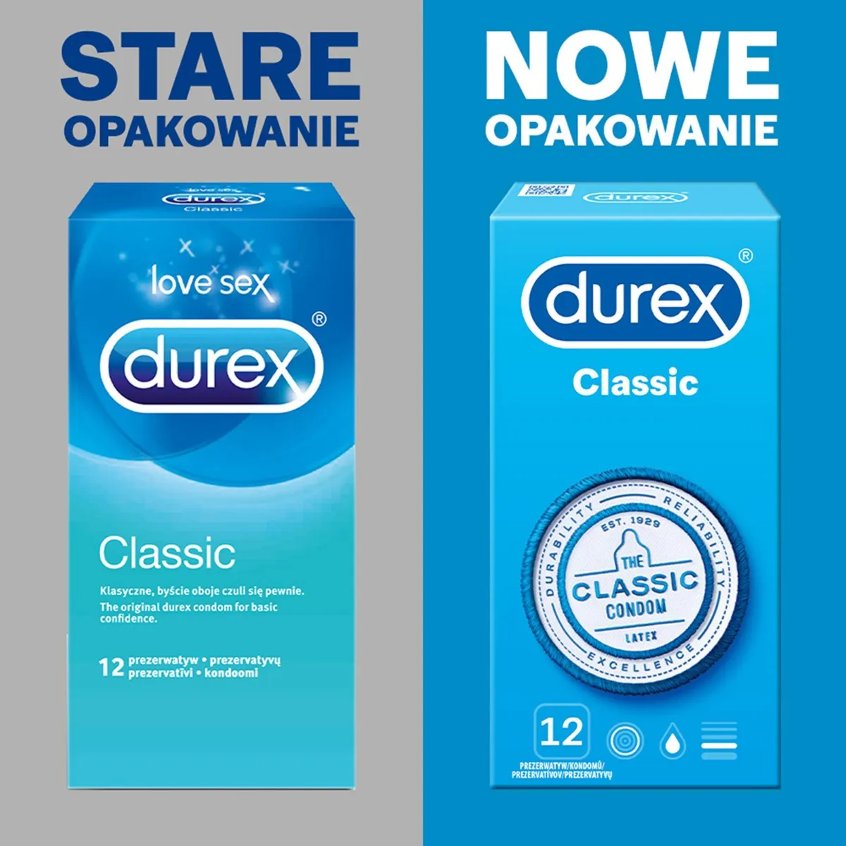 Durex Classic, prezerwatywy, 12 sztuk 