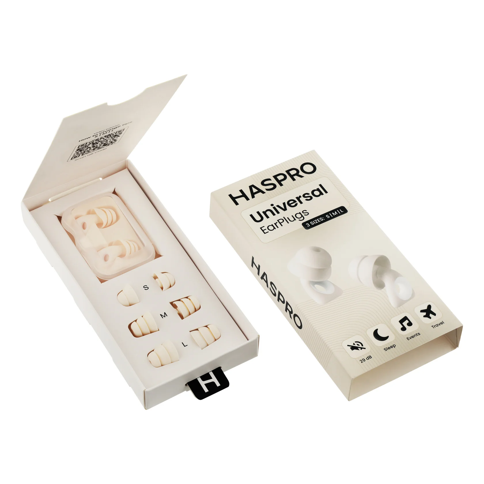 HASPRO Universal silikonowe zatyczki do uszu beżowe, 2 sztuki