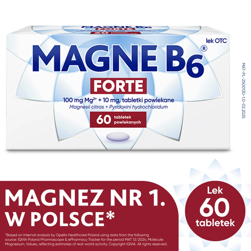 Magne B6 Forte 100 mg + 10 mg, 60 tabletek powlekanych
