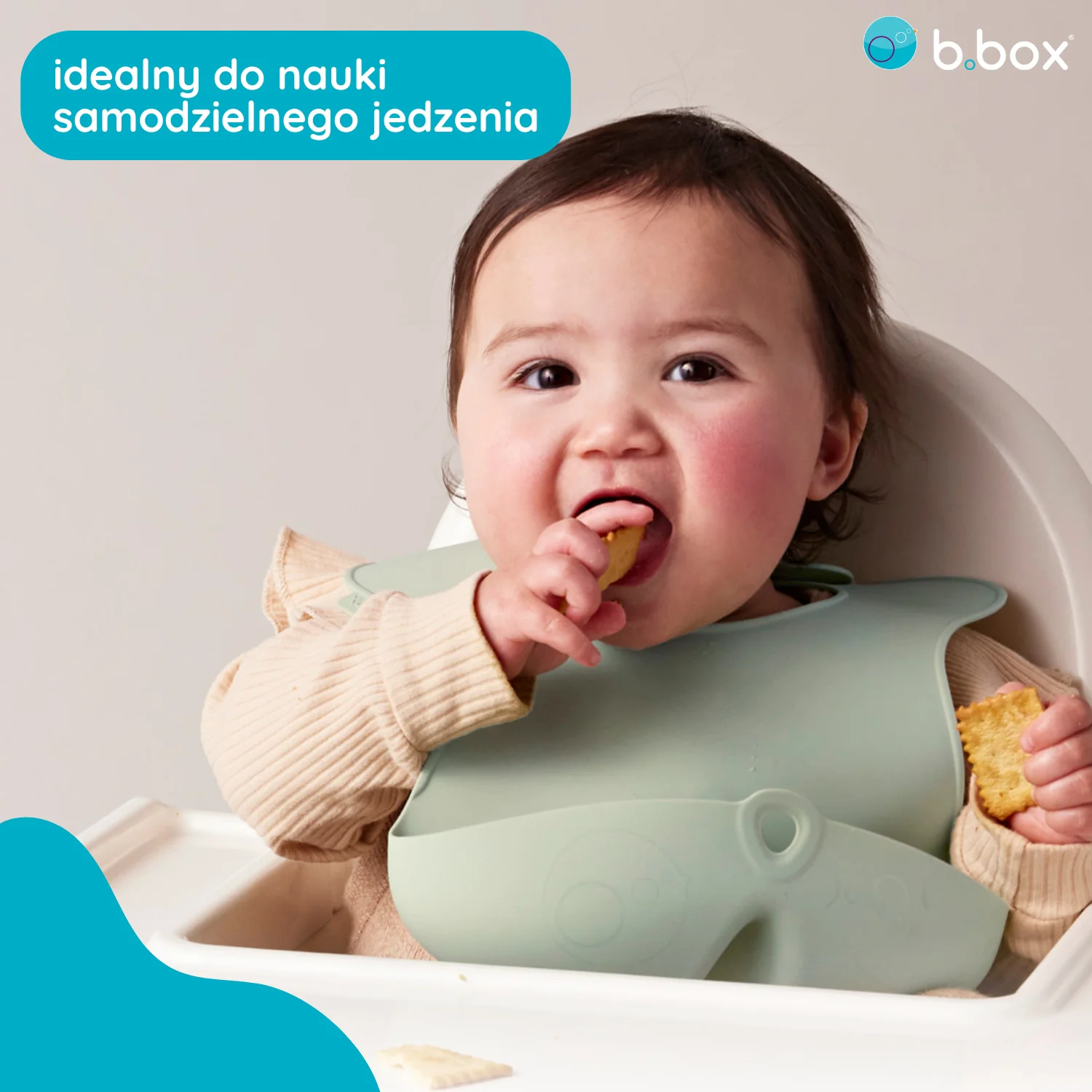 B.box śliniak z otwartą kieszonką szałwiowy, 1 szt.