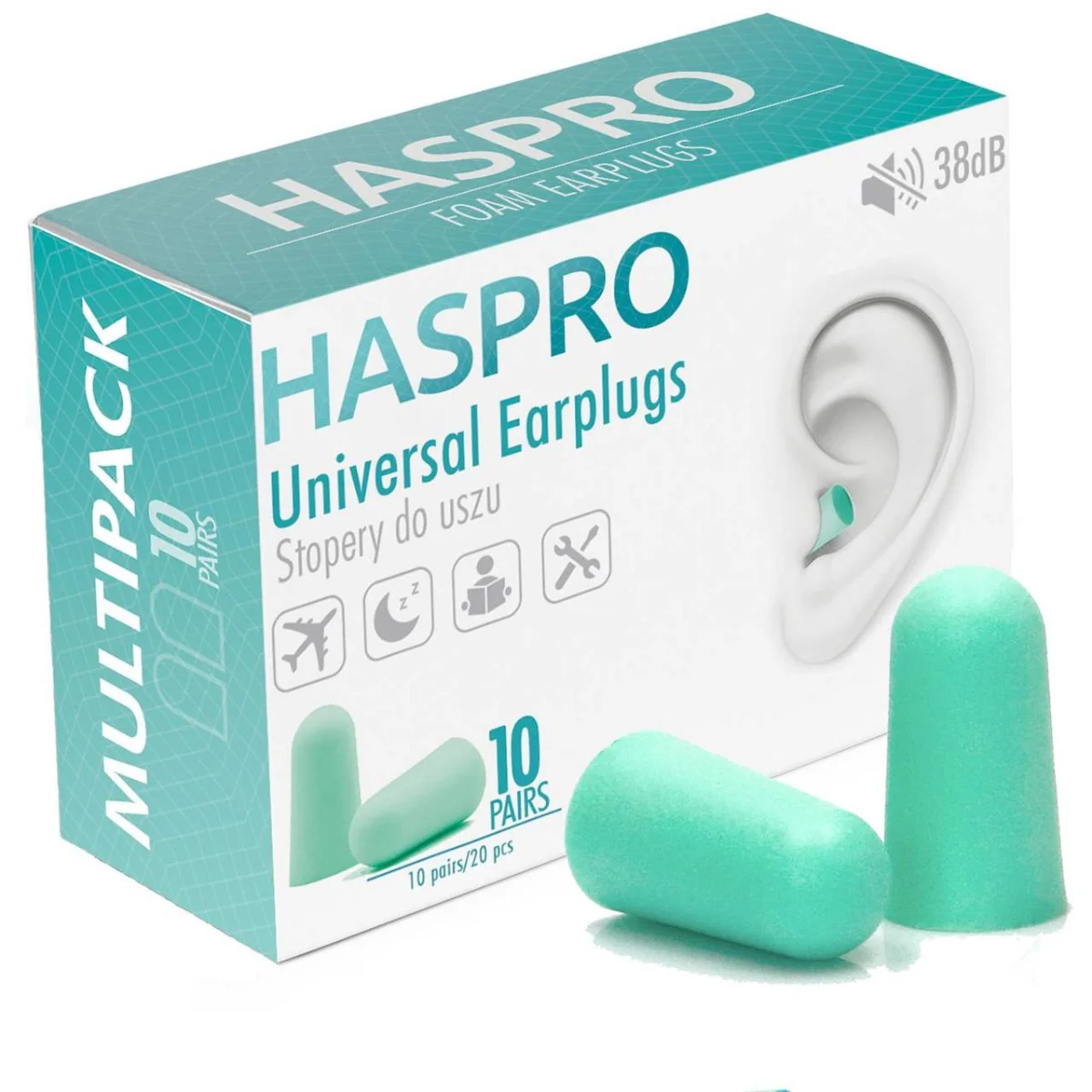 Haspro Multi 10 stopery do uszu kolor miętowy, 10 par