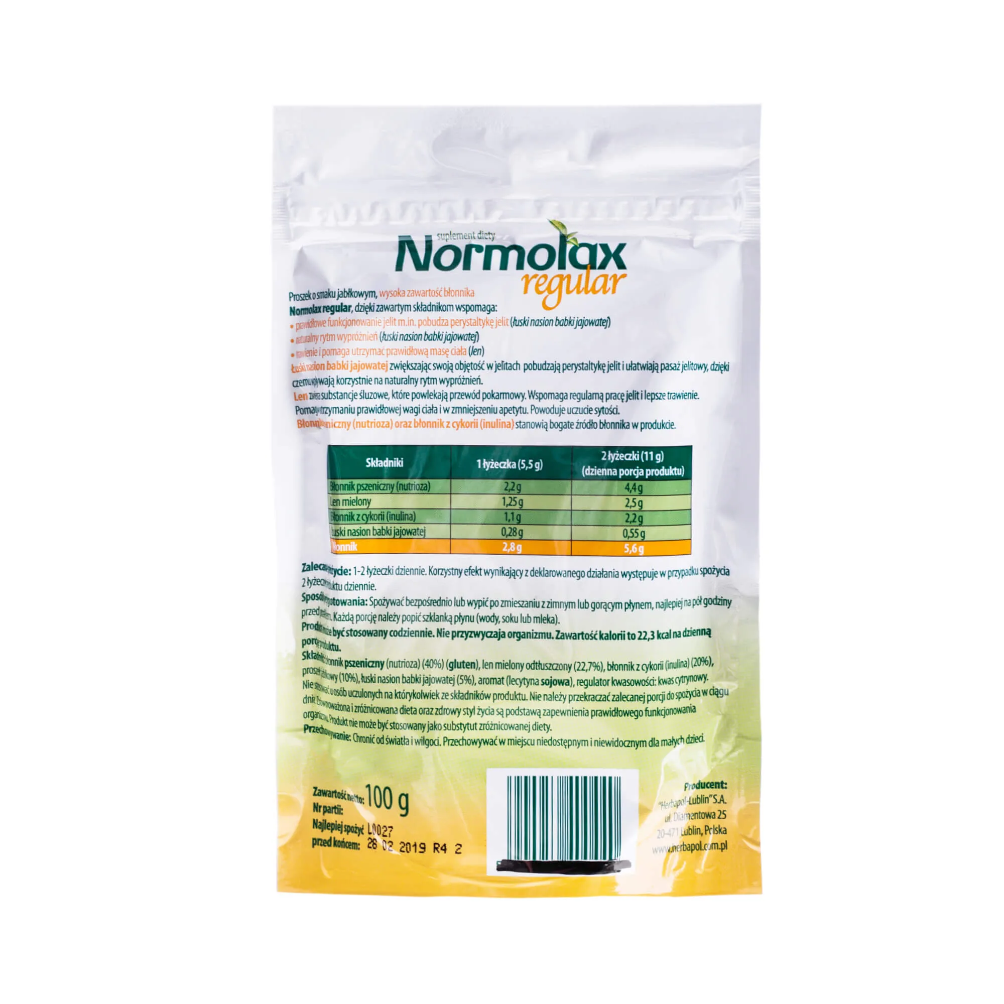 Normolax Regular, suplement diety, 100 g + 100 g gratis 