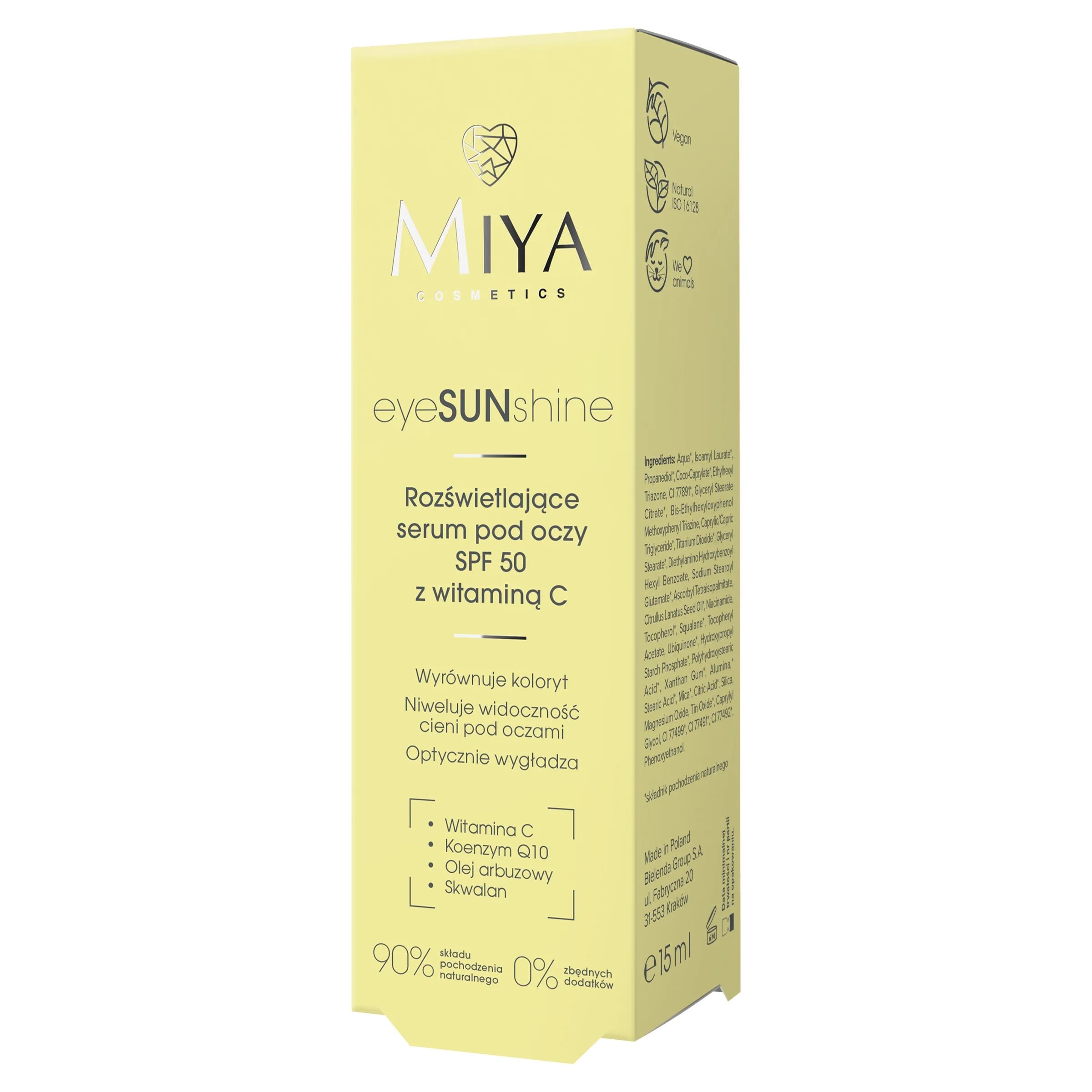Miya Cosmetics eyeSUNshine rozświetlające serum pod oczy z SPF 50, 15 ml
