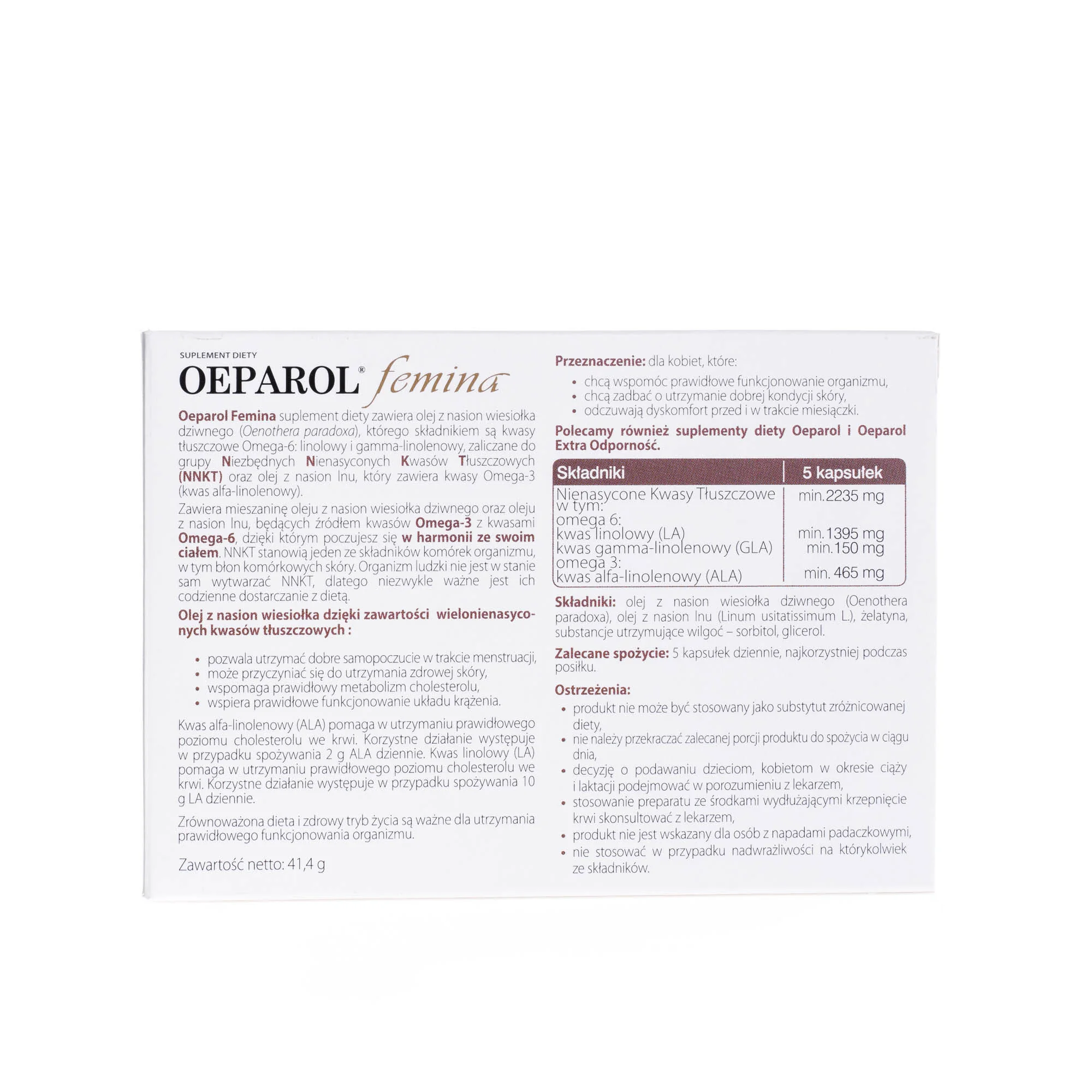 Oeparol femina suplement diety, 60 kapsułek 