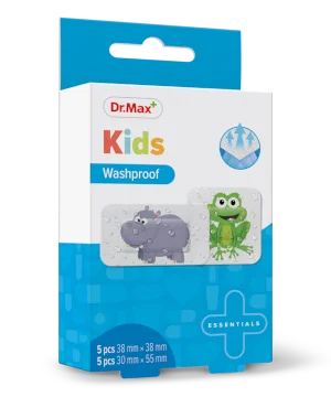 Plastry Kids Washproof Dr. Max plastry dla dzieci 38 mm x 38 mm, 5 sztuk + 30 mm x 50 mm Plastry Kids Washproof Dr. Max plastry dla dzieci 38 mm x 38 mm, 5 sztuk + 30 mm x 50 mm