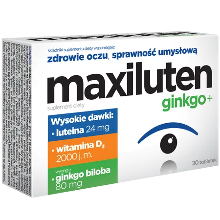 Maxiluten ginkgo+, suplement diety, 30 tabletek