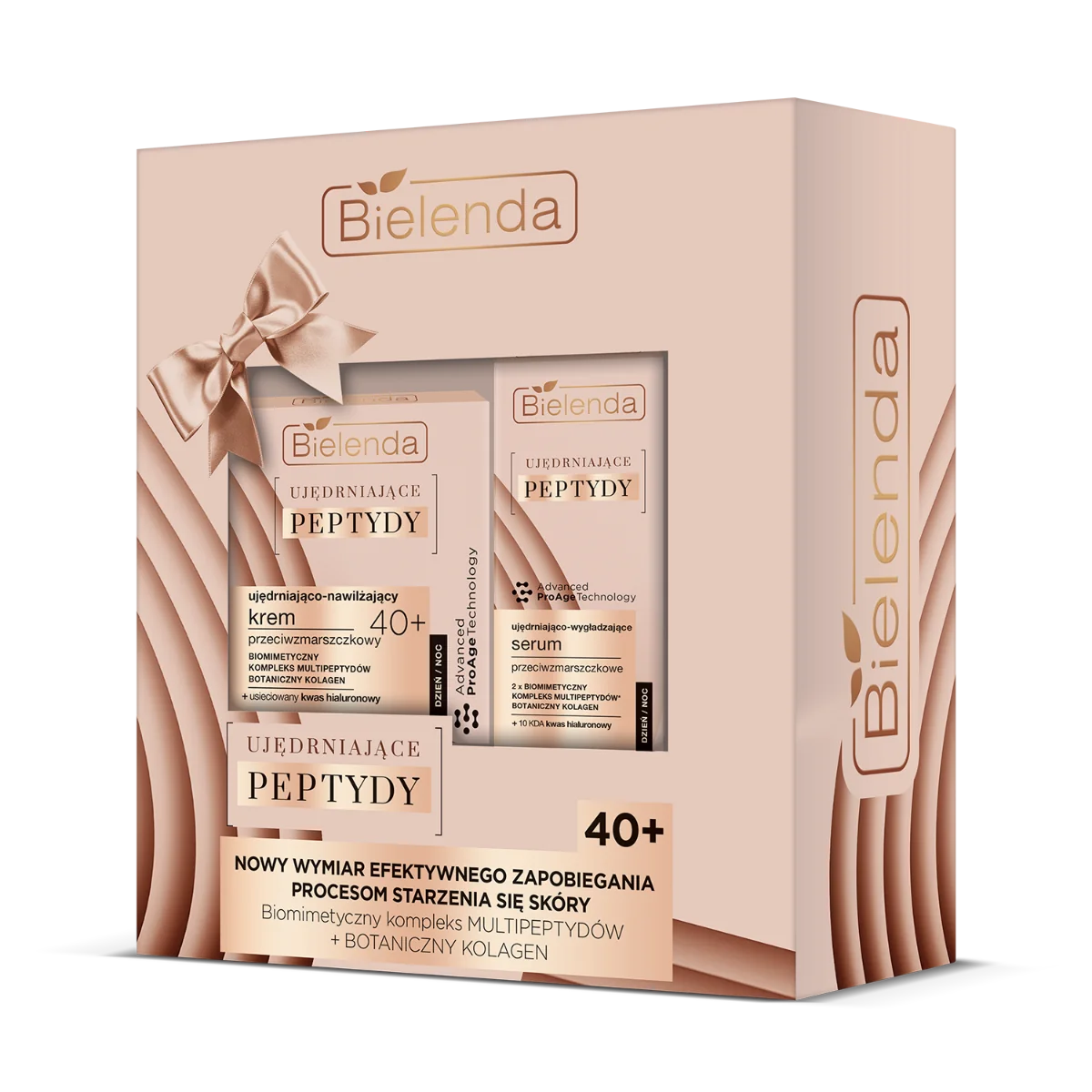 Bielenda Zestaw Ujędrniające Peptydy 40+ Krem, 50ml i krem + serum peptydowe pod oczy i na powieki, 30 ml