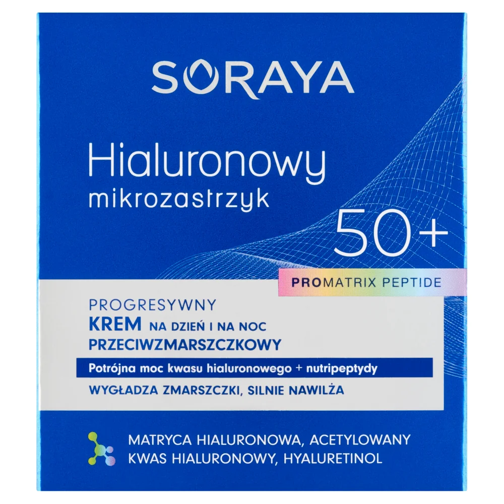 Soraya Hialuronowy Mikrozastrzyk progresywny krem na dzień i na noc przeciwzmarszczkowy 50+, 50 ml