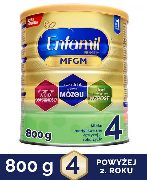 Enfamil Premium 4 MFGM, mleko modyfikowane dla dzieci powyżej 2 roku życia, 800 g