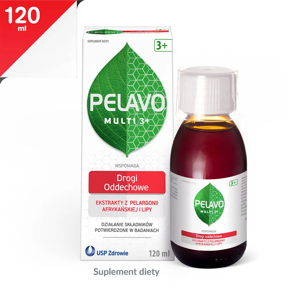 Pelavo Multi 3+, drogi oddechowe, ekstrakty z pelargonii afrykańskiej i lipy, 120 ml