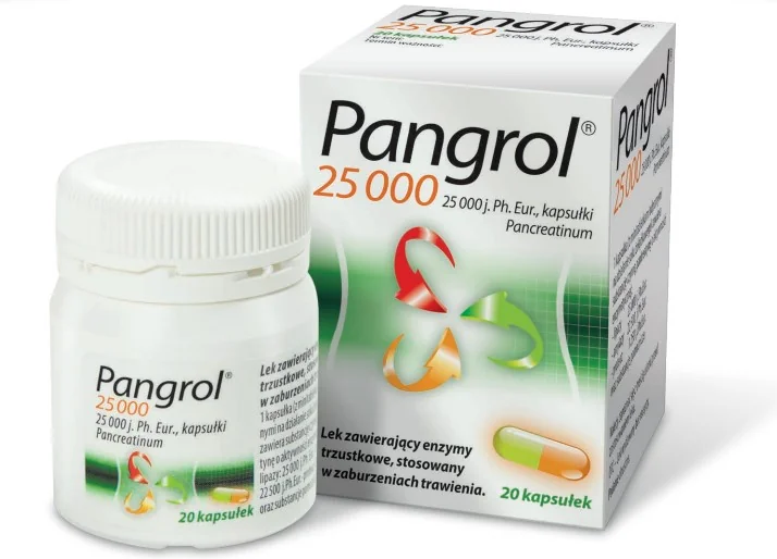 Pangrol 25 000 25 000 j.Ph.Eur. lipazy, 20 kapsułek