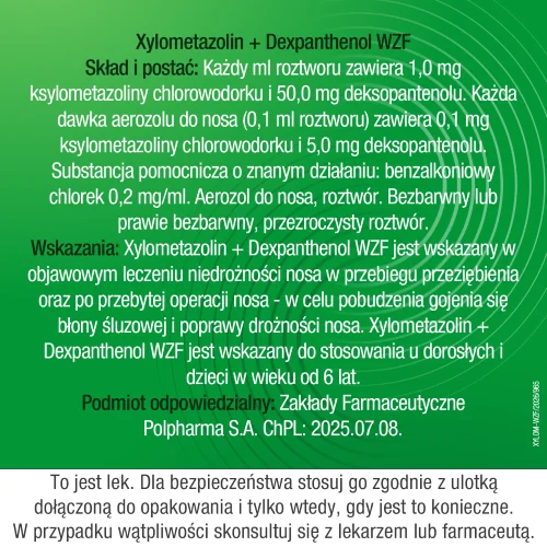 Xylometazolin + Dexpanthenol WZF 0,1 mg + 5,0 mg areozol do nosa, 10 ml