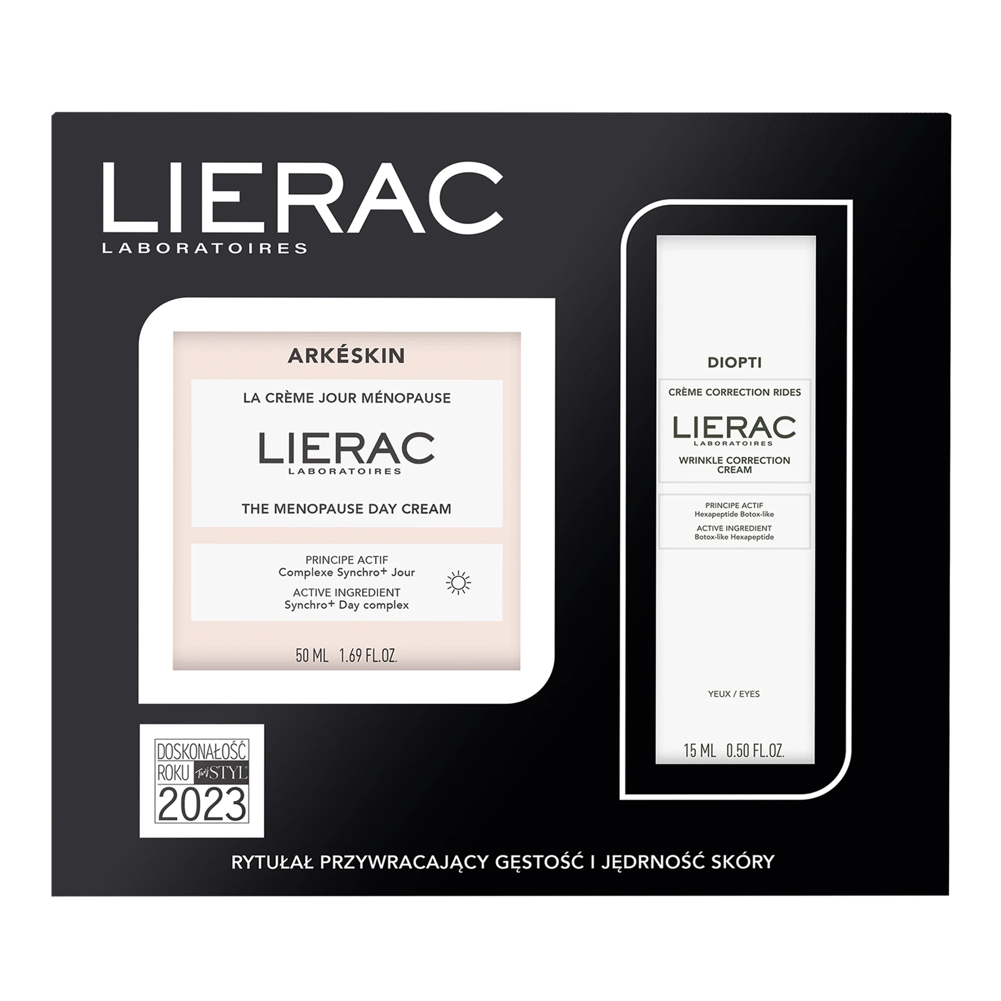 Arkeskin Zestaw krem na dzień w okresie menopauzy, 50 ml + Diopti krem pod oczy na zmarszczki, 15 ml