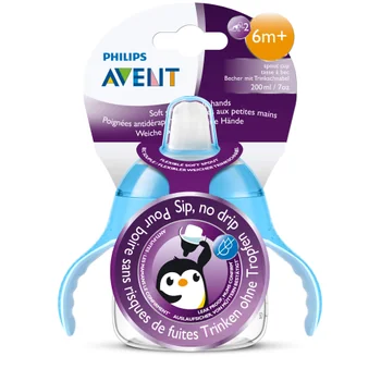 Avent Pingwinek, kubek z miękkim ustnikiem, niebieski, 6m+ SCF751/05, 200 ml