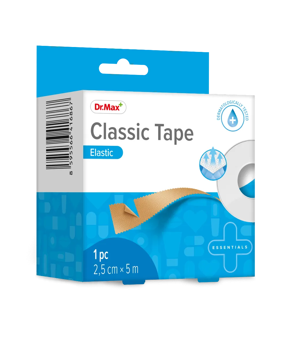 Classic Tape Elastic Dr.Max, elastyczny przylepiec na rolce 2,5 cm x 5 m, 1 sztuka