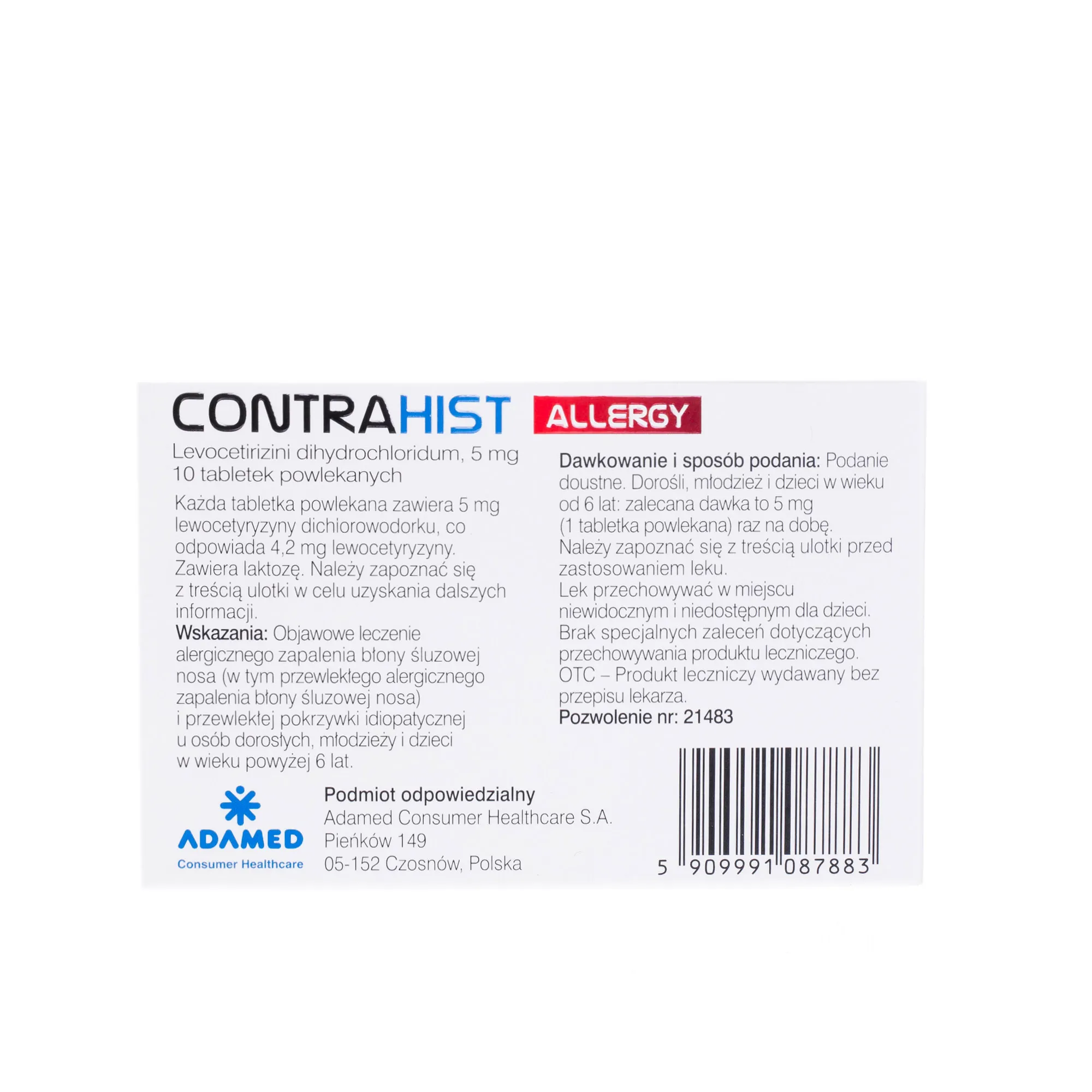 Contrahist Allergy 5 mg, 10 tabletek powlekanych 
