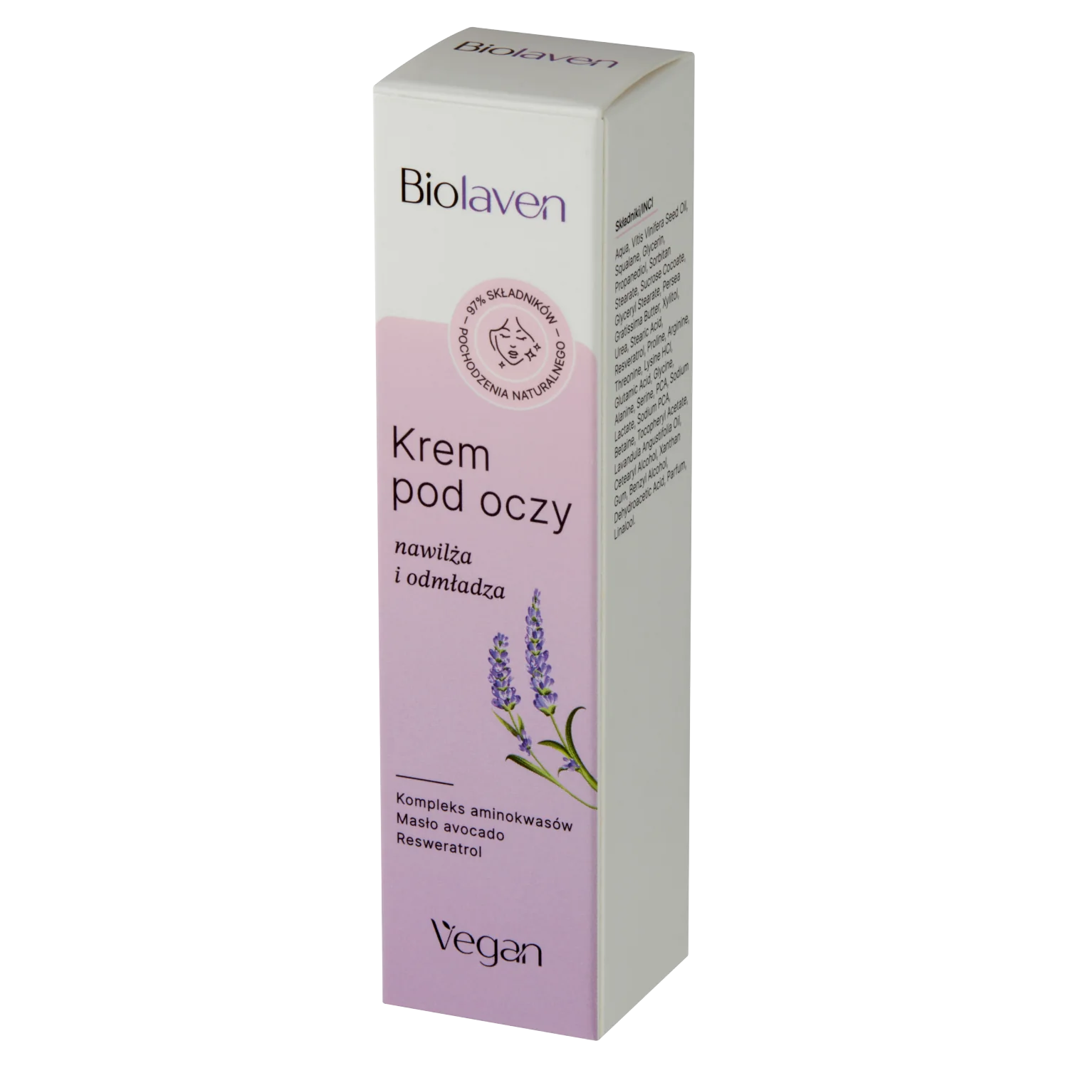 Biolaven organic krem pod oczy Olej z pestek winogron & Olejek lawendowy, 15 ml