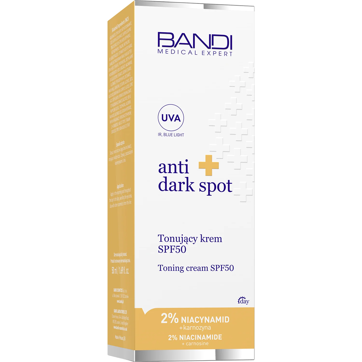 BANDI Anti Dark Spot ochronny krem do twarzy tonujący SPF 50, 50 ml