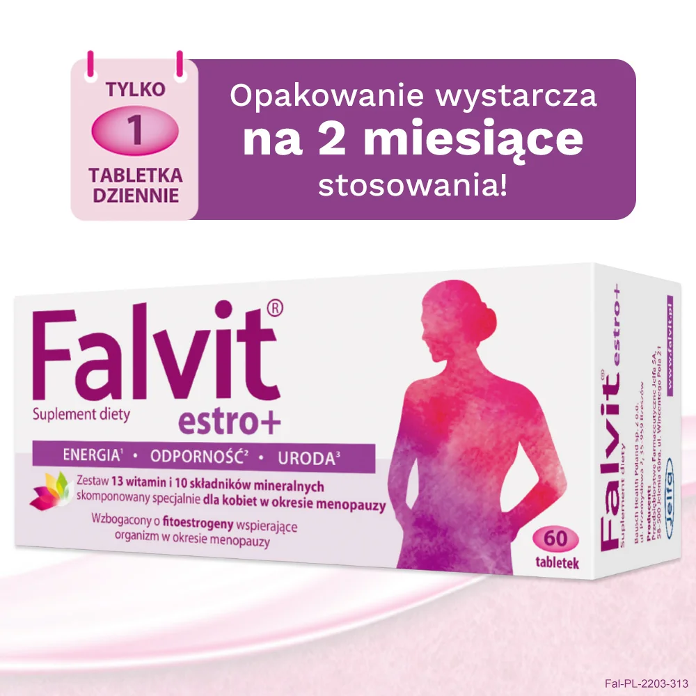 Falvit Estro+ suplement diety, 60 tabletek