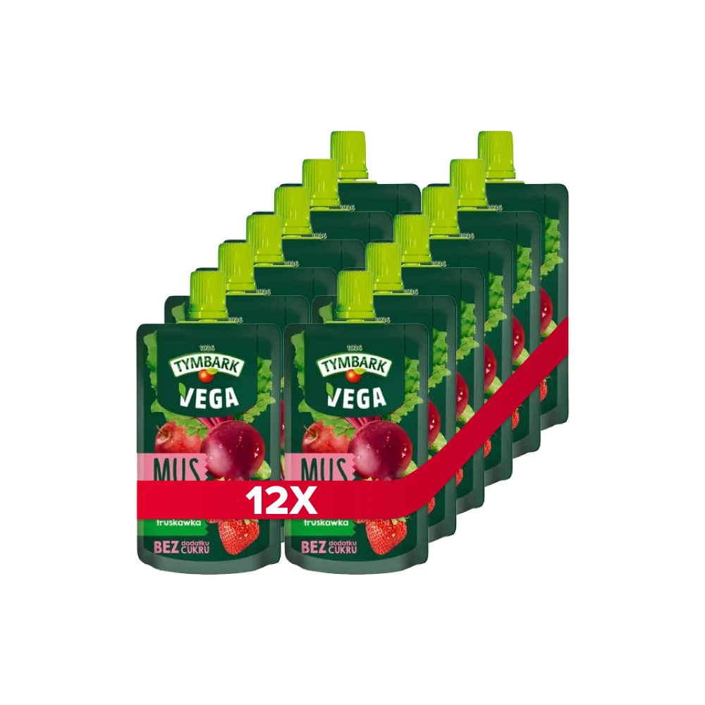 Tymbark Warzywa Owoce mus jabłko, burak, truskawka, 12 x 100 g