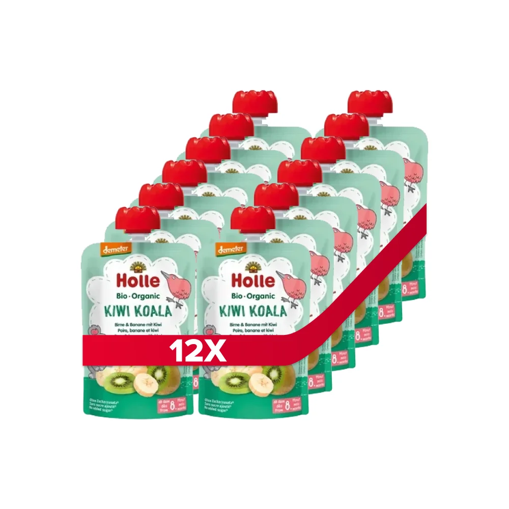 Holle BIO Demeter mus owocowy z gruszką bananem i kiwi Kiwi Koala, 12 x 100 g