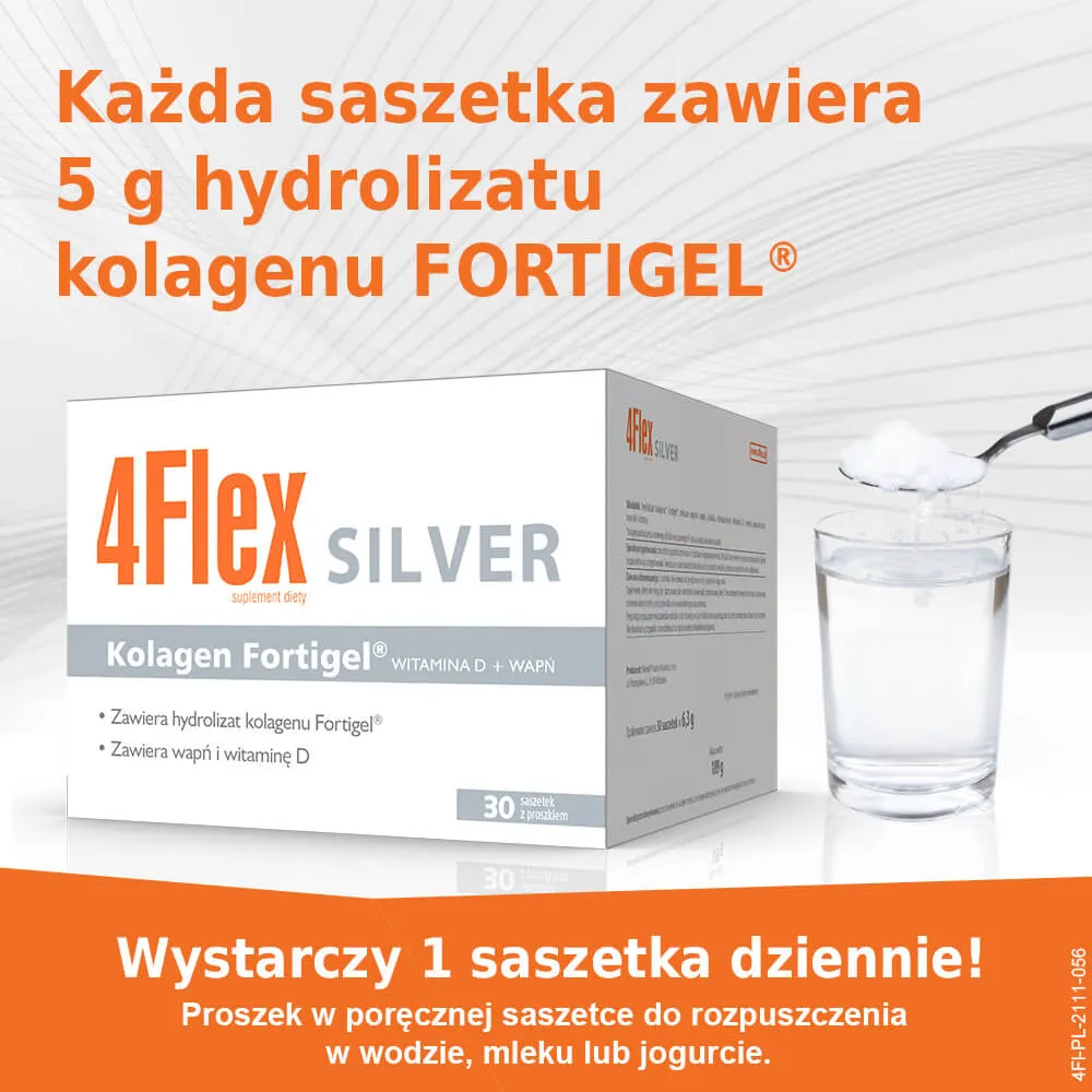 4Flex silver, suplement diety, Witamina D + wapń, 30 saszetek 