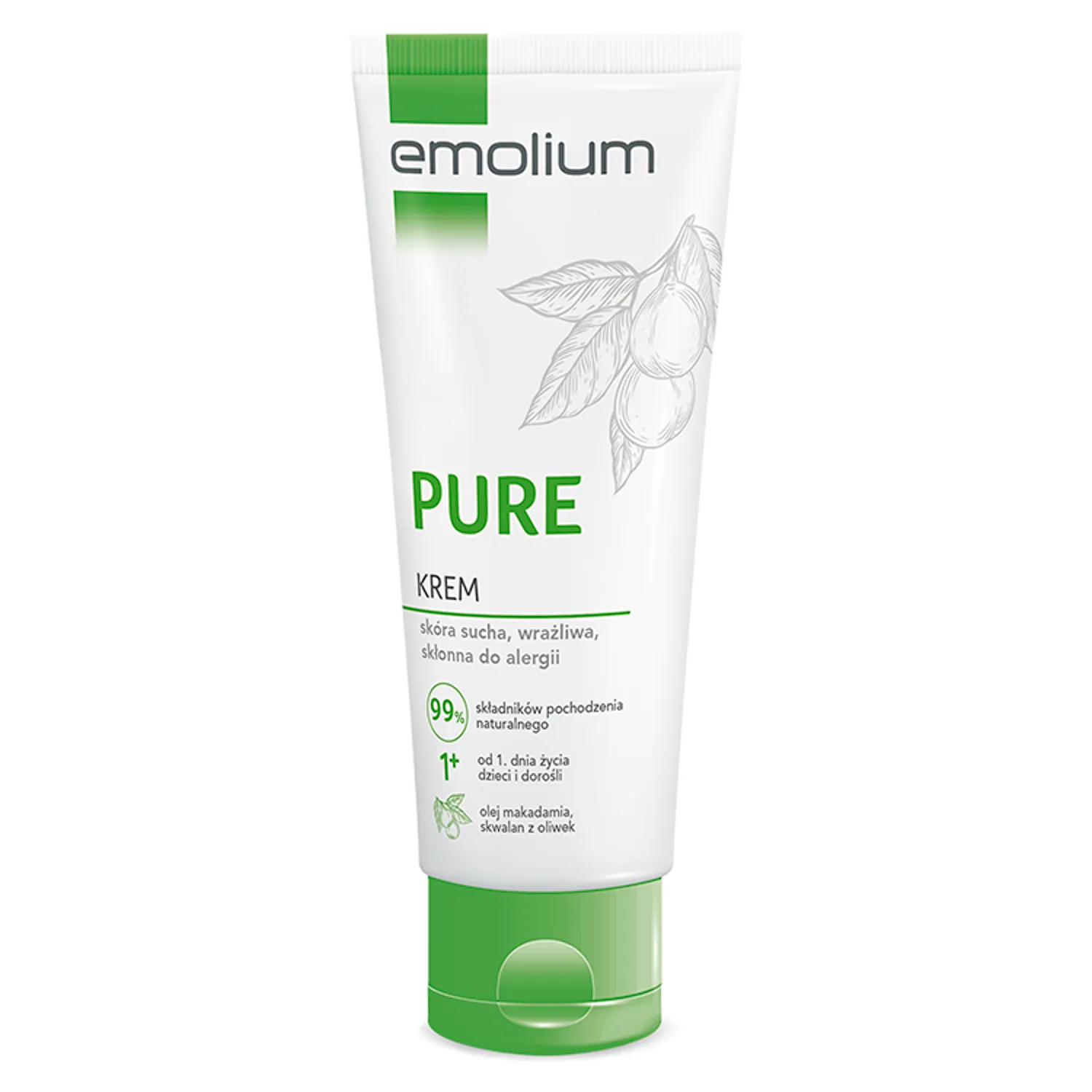 Emolium Pure, krem, skóra sucha, wrażliwa skłonna do alergii, 75 ml