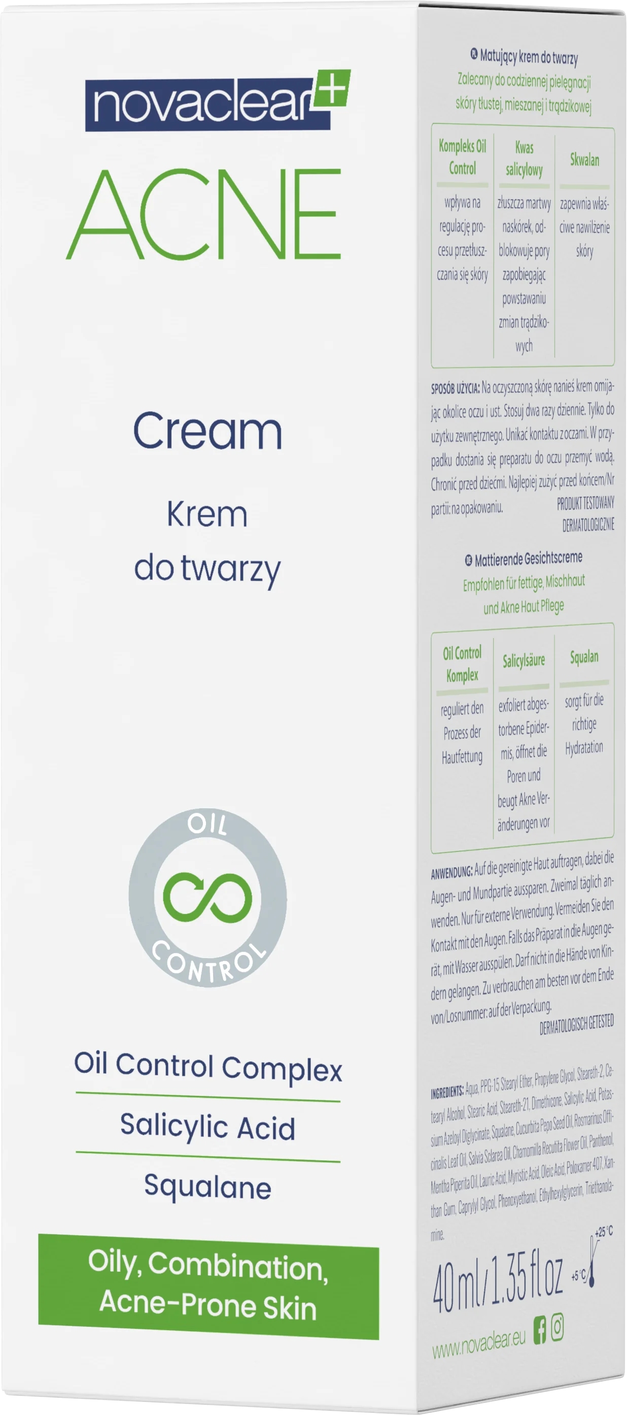 Novaclear Acne matujący krem do twarzy, 40 ml