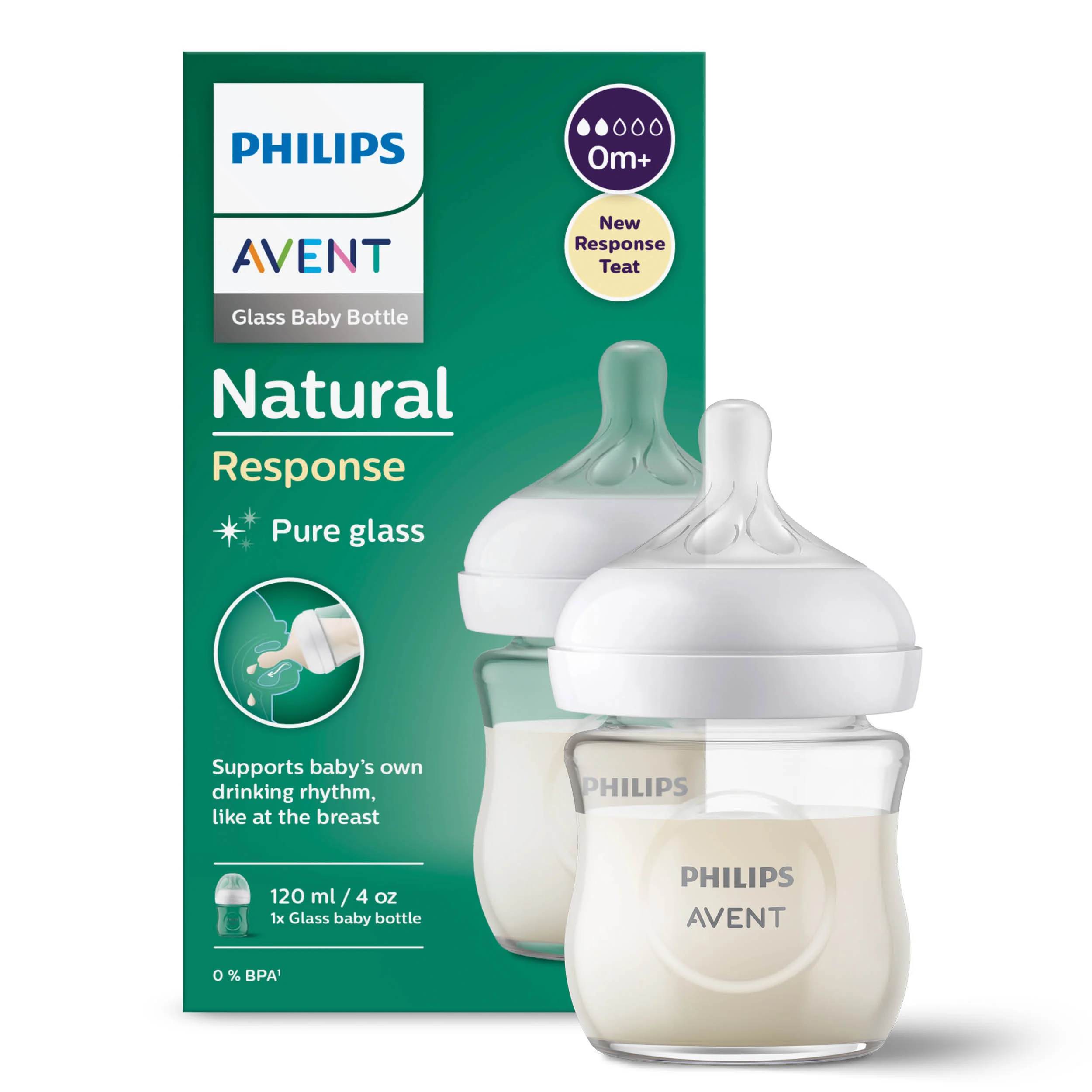 Philips Avent responsywna butelka dla niemowląt Natural SCY930/01 szklana, 120 ml
