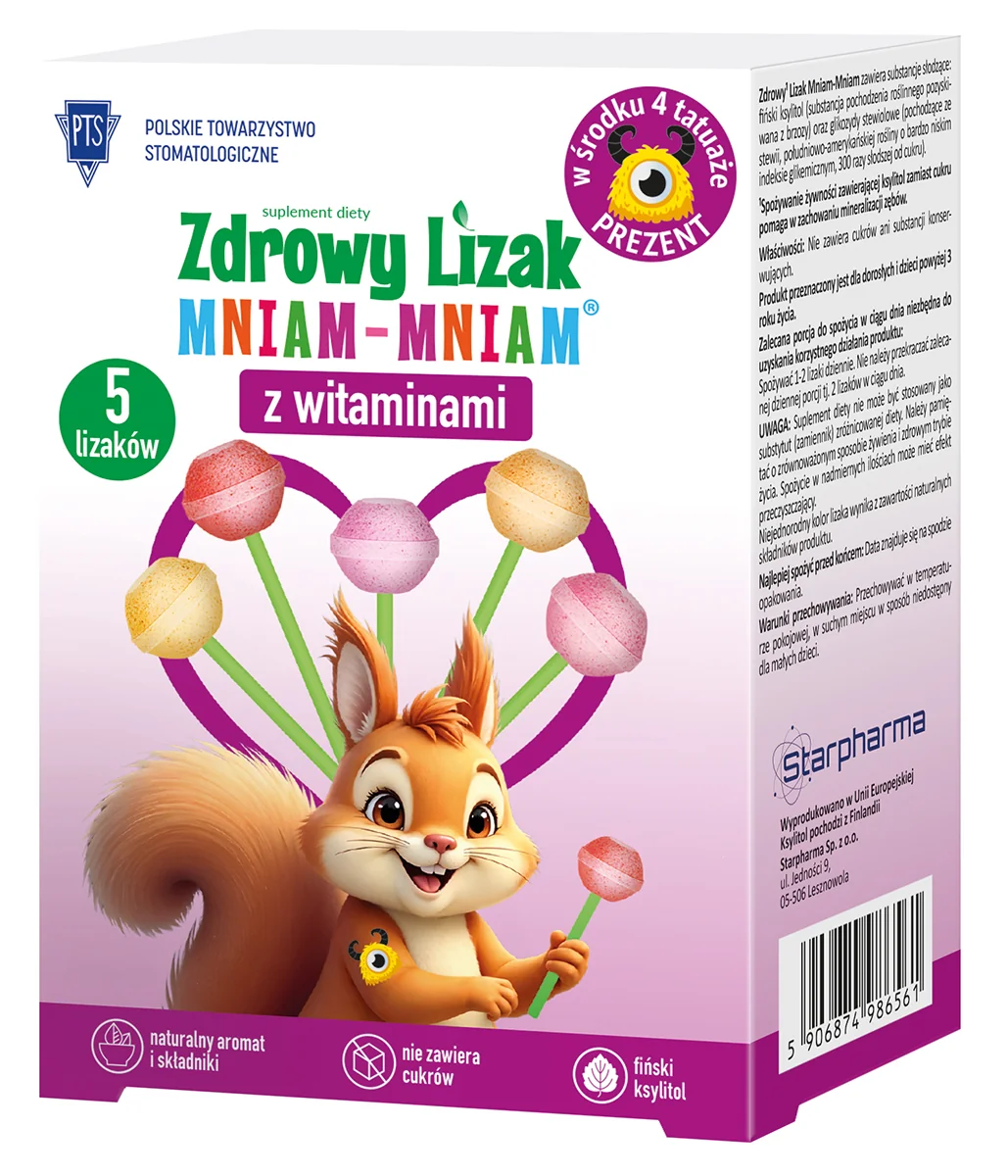 Mniam-Mniam zdrowy lizak z witaminami, 5 szt.