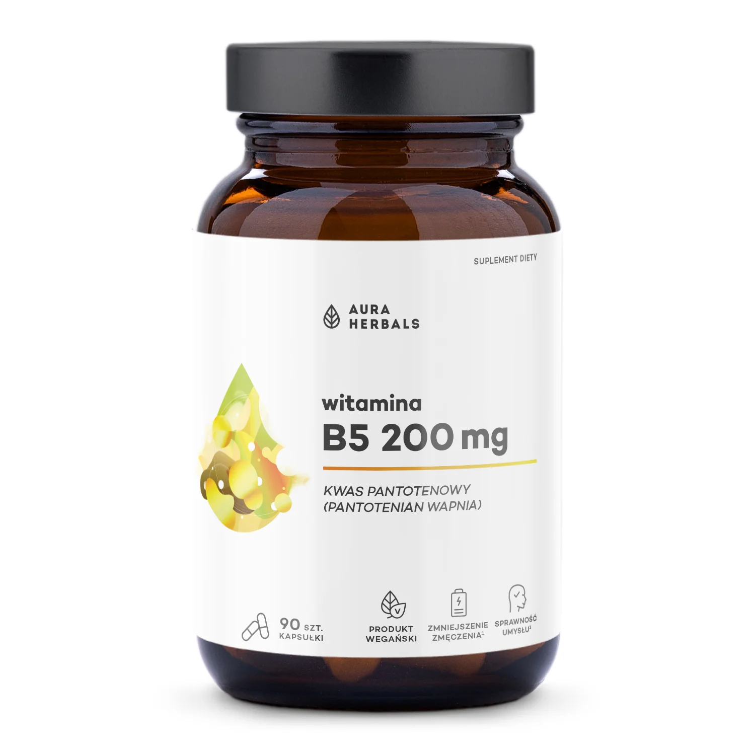 Aura Herbals Witamina B5 200 mg, kwas pantotenowy 90 kapsułek