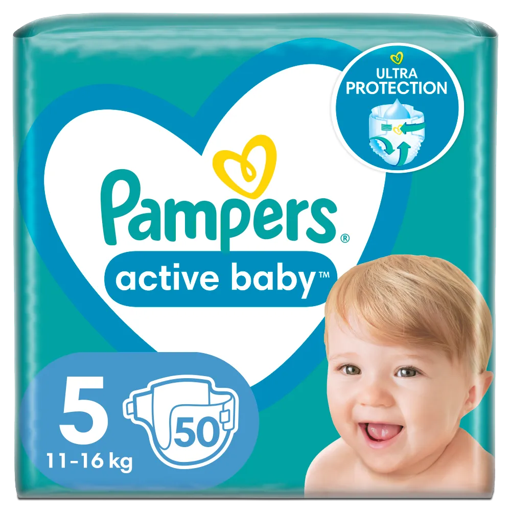 Pampers Active Baby Junior Maxi Pack pieluszki jednorazowe, rozmiar 5, 11-16 kg, 50 szt. 