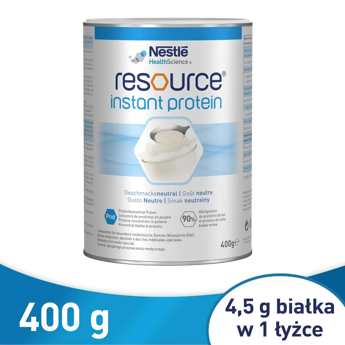 Resource Instant Protein koncentrat białka w proszku, smak neutralny, 400 g