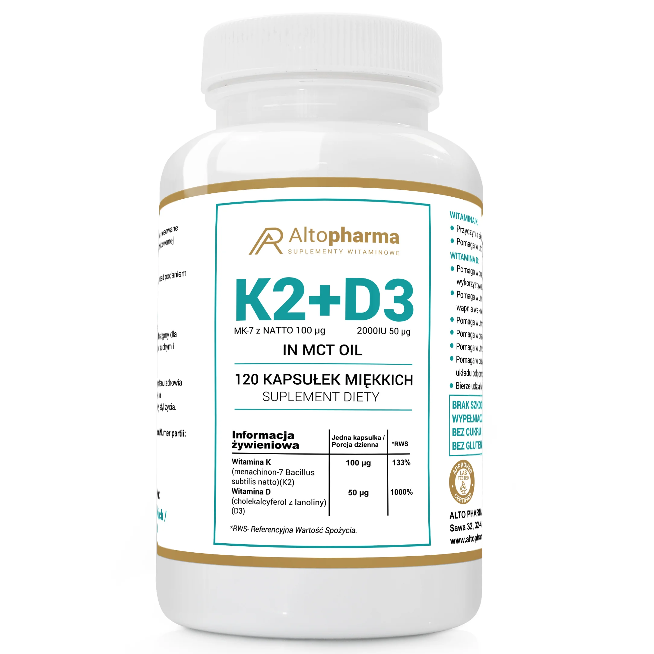 Altopharma K2 + D3 120 kapsułek miękkich