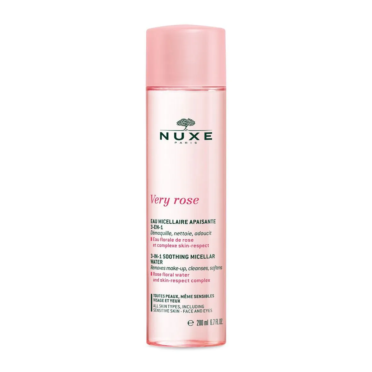 Nuxe Very Rose, łagodząca woda micelarna 3w1, 200 ml