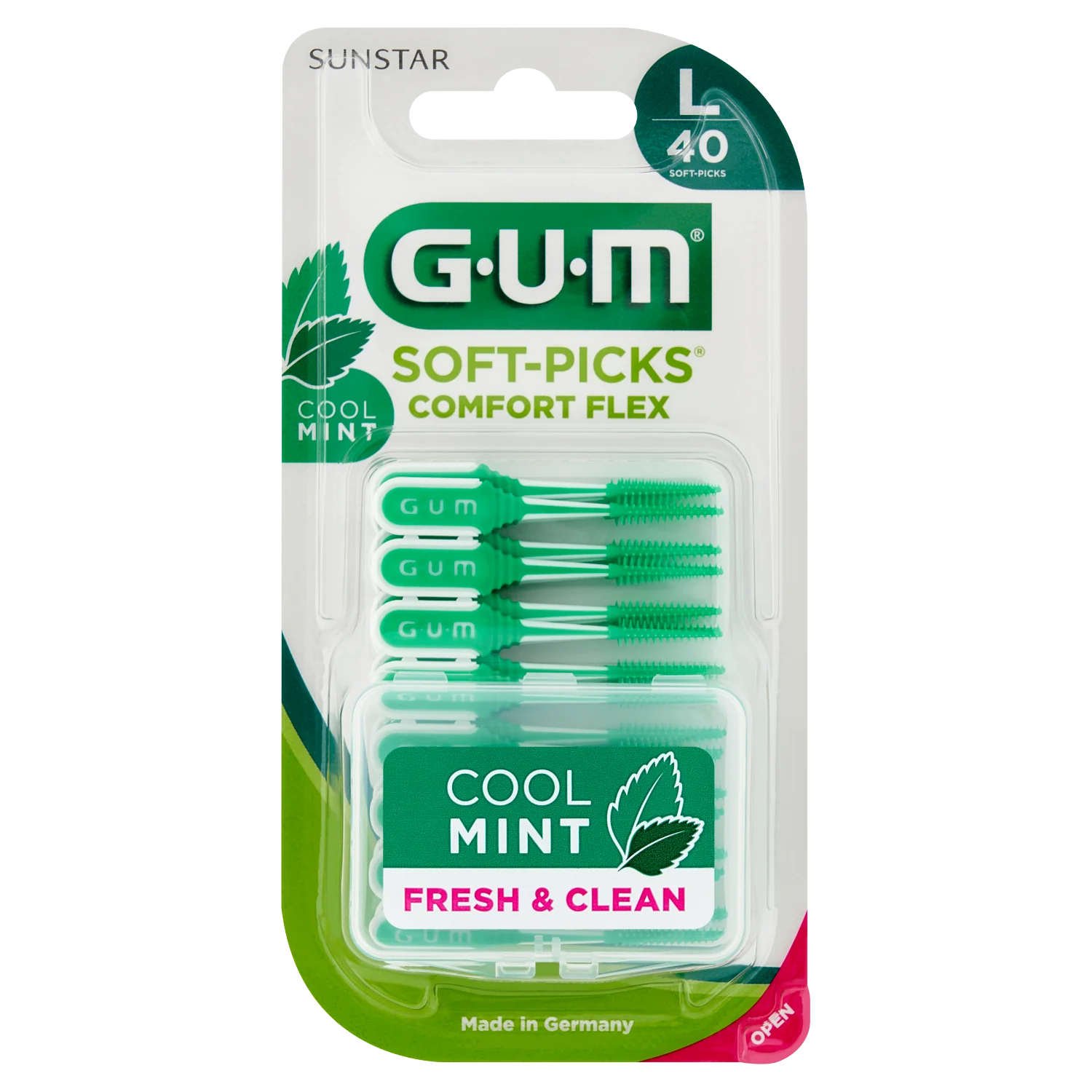SUNSTAR GUM Soft-Picks Comfort Flex Cool Mint silikonowe czyściki międzyzębowe duże (L), 40 szt.