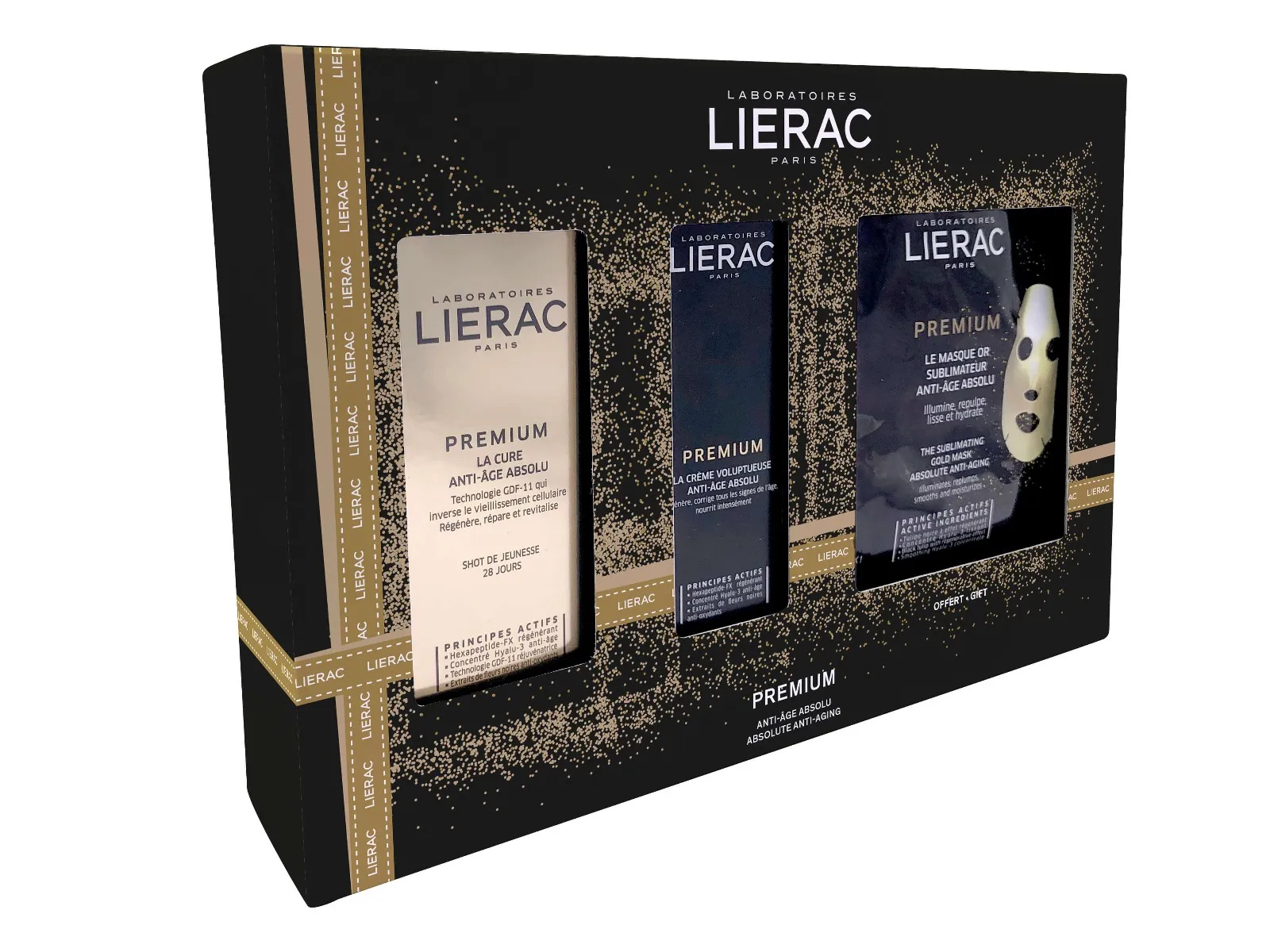 Zestaw Lierac Premium, kuracja uderzeniowa dawka młodości, 30 ml + krem odżywczy przeciwstarzeniowy, 50 ml +  złota maska anti-aging, 20ml