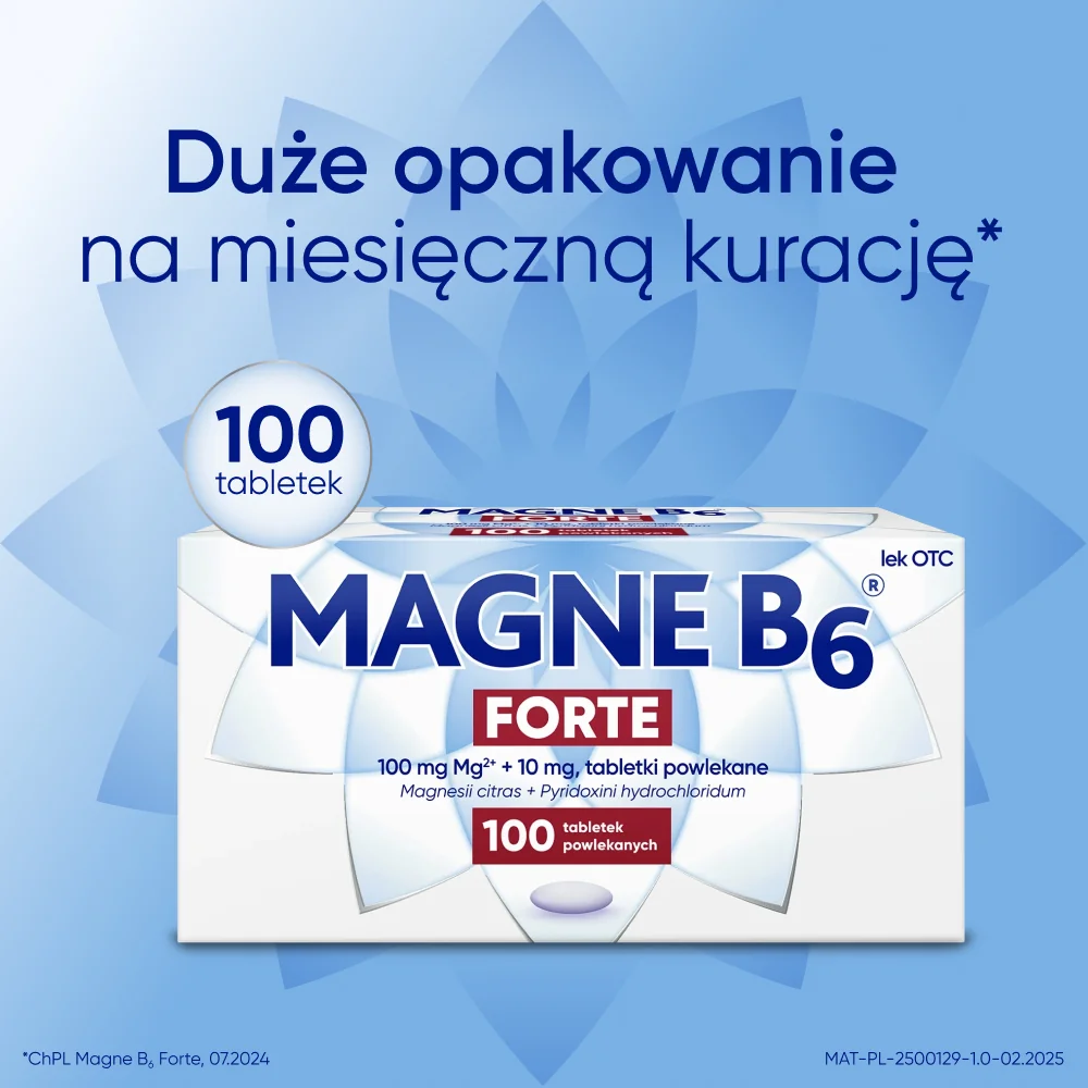 Magne B6 Forte 100 mg + 10 mg 100 tabletek powlekanych