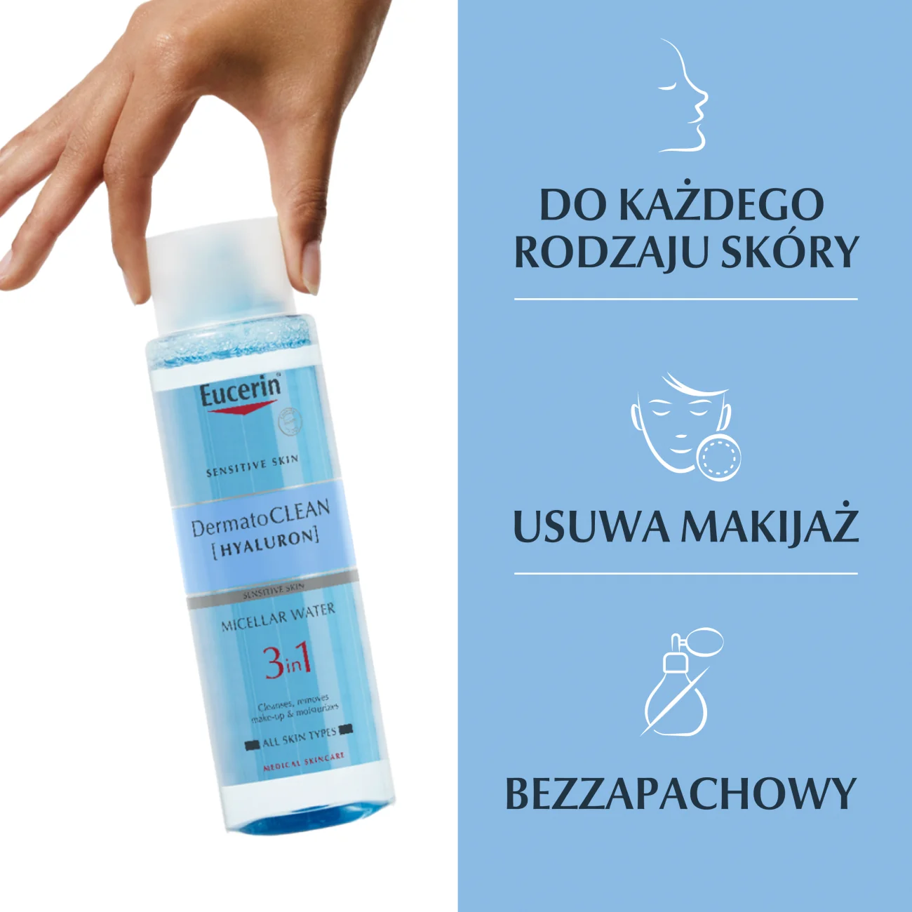 Eucerin DermatoCLEAN Hyaluron 3 w 1 płyn micelarny, 400 ml