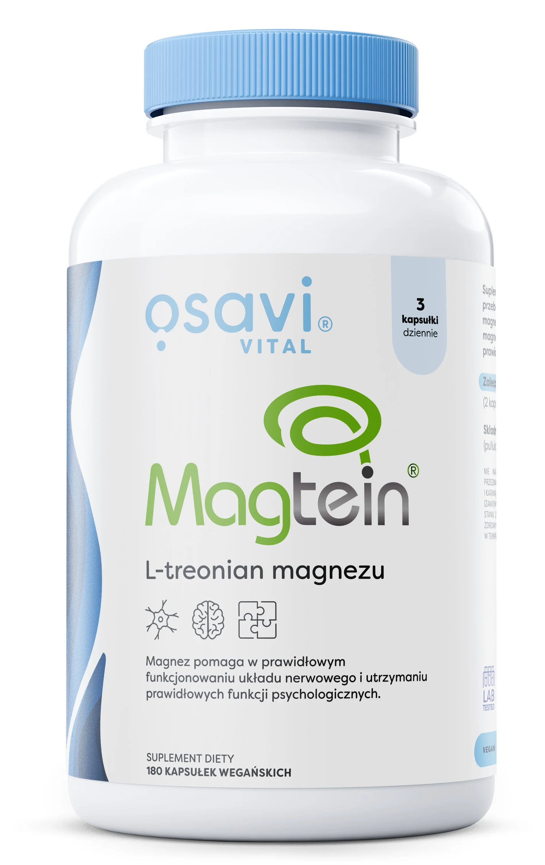 Osavi Magtein L-Treonian Magnezu 180 kapsułek wegańskich