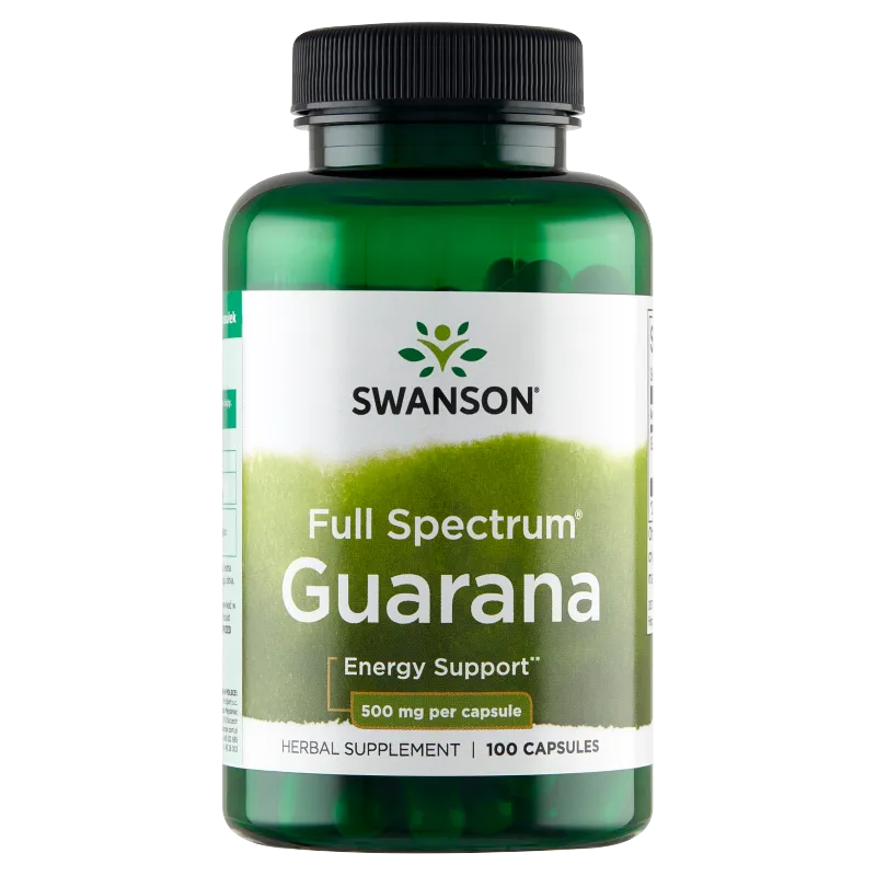 Swanson, Guarana, 500 mg, suplement diety, 100 kapsułek