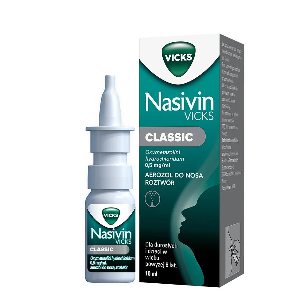 Nasivin Vicks Classic 0,5 mg/ml, aerozol do nosa, 10 ml