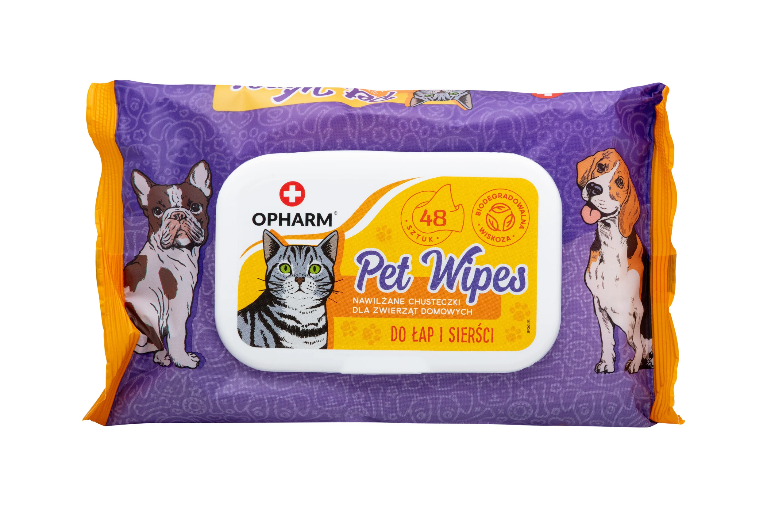 Opharm Pet Wipes do łap i i sierści chusteczki do pielęgnacji zwierząt,  48 sztuk