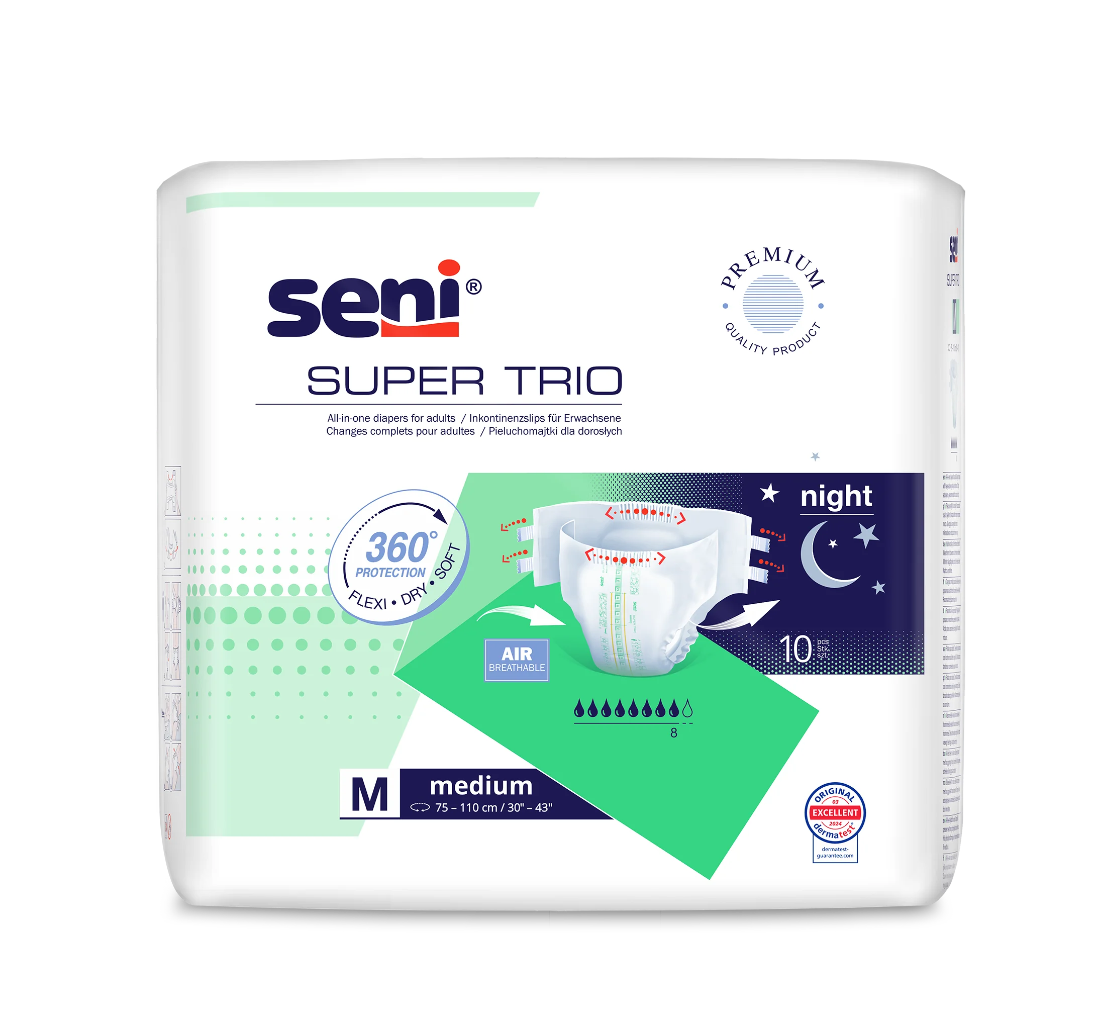 Seni Super Trio pieluchomajtki M, 10 szt.