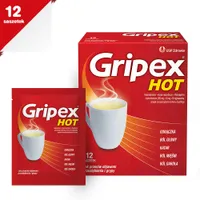 Gripex Hot - lek przeciw objawom przeziębienia i grypy, 12 saszetek