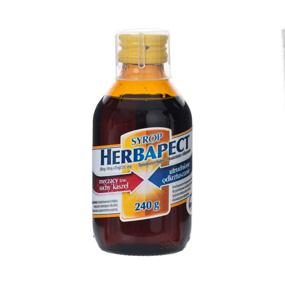 Herbapect syrop, ( Thymi Extractum fluidum + Primulae Tinctura + Sulfogaiacolum, 498 mg + 349 mg + 87 mg )/5ml, syrop, 240 g