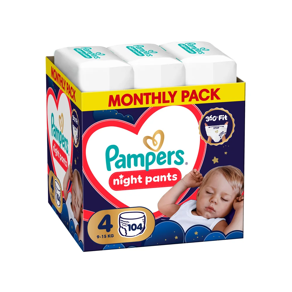 Pampers Night Pants 4 pieluchomajtki, rozmiar 4, 9-15 kg, 104 sztuki