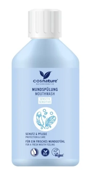 Cosnature® Mouthwash Sensitive naturalny rumiankowo-miętowy płyn do płukania ust do wrażliwych zębów, 300 ml